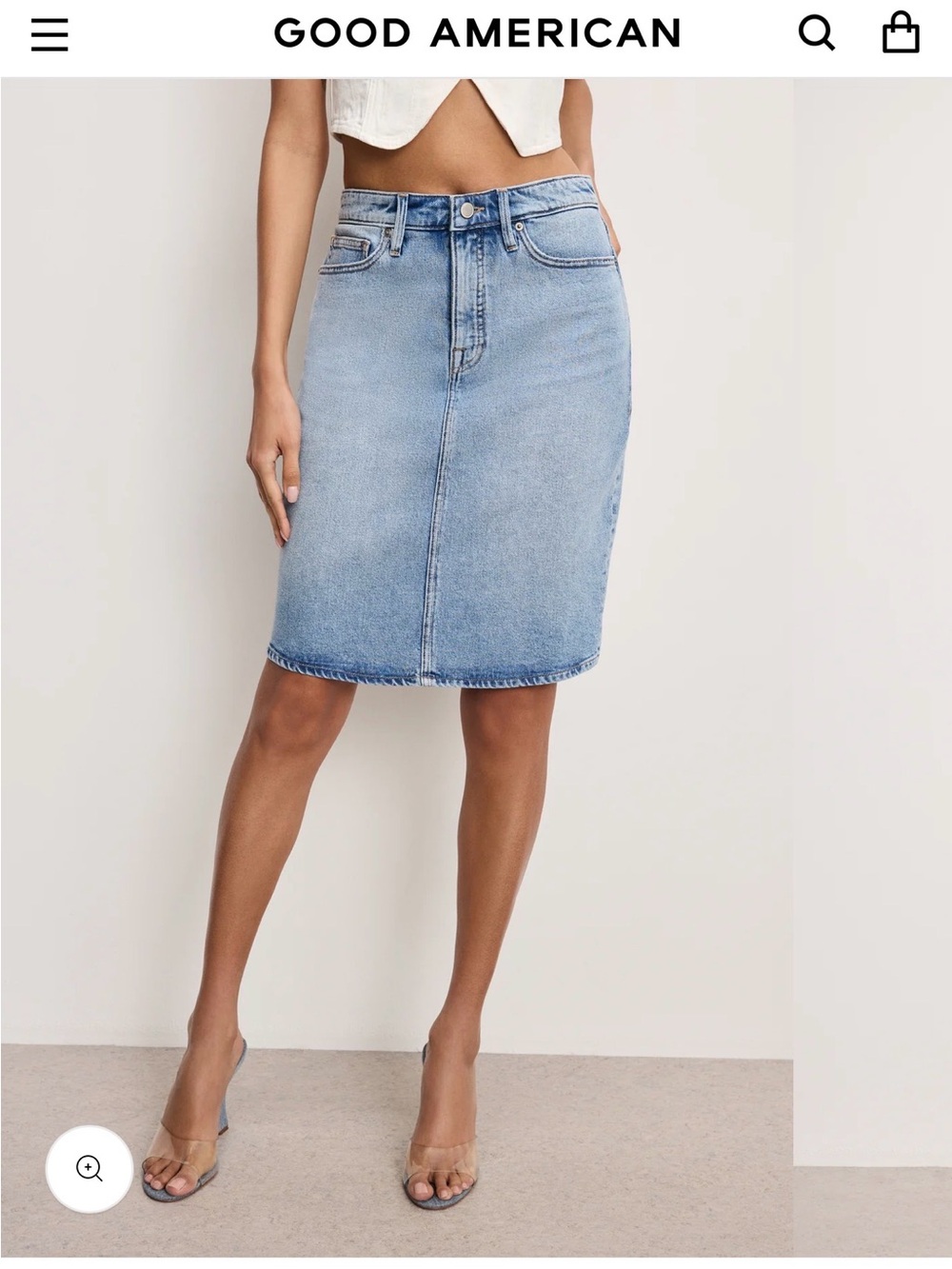Good American Light Wash Denim Pencil Skirt